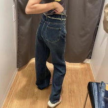 Load image into Gallery viewer, American Style Vintage Raw Hem Women Wide Leg Straight Jeans