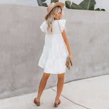 Carica l'immagine nel visualizzatore di Gallery, Prezzo economico cotone tinta unita bianco casual ampio estate donne abiti corti