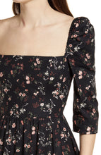 Carica l'immagine nel visualizzatore di Gallery, Abito casual midi svasato in cotone con stampa floreale e maniche a tre quarti