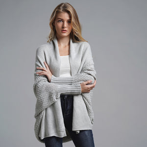Stylish Autumn Sweater Cardigan Amazon New Style Round Neck Oversized Asymmetrical Poncho Cape Medium Long Cardigan