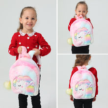 Load image into Gallery viewer, Unicorn Tie Dye Cartoon Plush Kids Bowknot Kindergarten Backpack Schoolbag