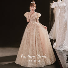 Загрузить изображение в средство просмотра галереи, Puff Sleeve Beaded Bridal Wedding Performance Evening Dress