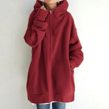 Cargar imagen en el visor de la galería, 2022 Women's Autumn Winter Streetwear Zip Up Long Oversized Fleece Hoodie
