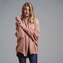 Charger l'image dans la galerie, Stylish Autumn Sweater Cardigan Amazon New Style Round Neck Oversized Asymmetrical Poncho Cape Medium Long Cardigan
