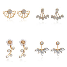 Загрузить изображение в средство просмотра галереи, Crystal Sweetheart Pendant Asymmetrical Leaves Ear-hook Stud Earrings