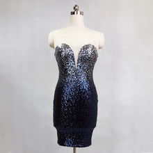 Загрузить изображение в средство просмотра галереи, Sexy hot stylish transparent rhinestone gradient lady mini evening banquet sequin bodycon party dress