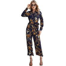 Load image into Gallery viewer, 2022 Autumn Wide Leg Printed Shirt Style Jumpsuit

