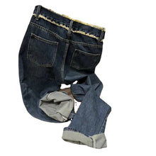 Load image into Gallery viewer, American Style Vintage Raw Hem Women Wide Leg Straight Jeans