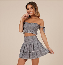 Laden Sie das Bild in den Galerie-Viewer, Factory Wholesale Instock New Design Yarn Dye Plaid Two-piece Sweet Check Casual Skirt