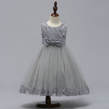 Load image into Gallery viewer, 90-140cm Kids Wedding Event Dresses Princess Performance Lace 3D Flower Embroidered Dress
