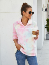 Загрузить изображение в средство просмотра галереи, mom and daughter rainbow fuzzy sweatshirt shaded color outwear