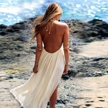 Carica l'immagine nel visualizzatore di Gallery, Nuovi vestiti eleganti da donna, abiti da spiaggia bohémien, spacco lungo, abito senza schienale sexy