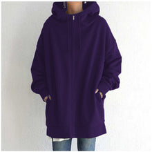 Cargar imagen en el visor de la galería, 2022 Women's Autumn Winter Streetwear Zip Up Long Oversized Fleece Hoodie