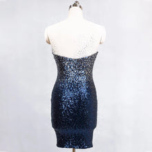 Загрузить изображение в средство просмотра галереи, Sexy hot stylish transparent rhinestone gradient lady mini evening banquet sequin bodycon party dress