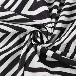 Oversized Black White Stripe Shirt Pants Two Piece Set Casual Homewear Set