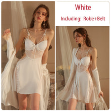 Load image into Gallery viewer, Sexy Steel Ring Push Up Bra Lace Backless Spaghetti Homewear Set