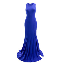 Carica l'immagine nel visualizzatore di Gallery, Vestiti da donna sexy senza maniche con scollo all'americana, attillato, traforato, strascico, abito da sera solido