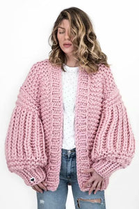 Women's Handmade Knit Batwing Lantern Sleeve Sweater Cardigan Outerwear