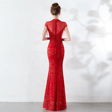 Laden Sie das Bild in den Galerie-Viewer, New spring summer hand-made beads decoration round neck elegant banquet noble dress women evening party dresses