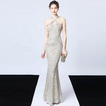 Load image into Gallery viewer, Summer criss-cross open back cut out 8 colors gorgeous ladies clothing formal maxi sequin long evening dresses for women - Jasmine Wei Factory Shop