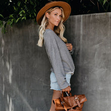 Charger l'image dans la galerie, pullover shirt sexy V-neck long sleeve sweater gray T shirt tops