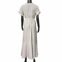 Carica l'immagine nel visualizzatore di Gallery, Abbigliamento da donna, ultima moda, scollo a V, manica corta, abito lungo estivo a righe
