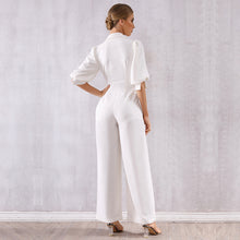 Carica l'immagine nel visualizzatore di Gallery, tuta alla moda con maniche 3/4 e gamba larga da donna