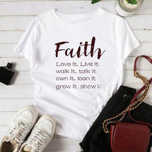 Carica l'immagine nel visualizzatore di Gallery, maglietta estiva da donna girocollo manica corta stampa personalizzata lettera semplice classica carina