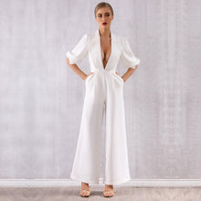 Carica l'immagine nel visualizzatore di Gallery, tuta alla moda con maniche 3/4 e gamba larga da donna