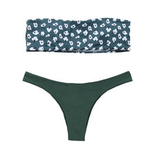 Load image into Gallery viewer, green white flowers adults age group swimming wear ladies two-piece bikini

