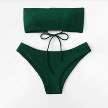 Load image into Gallery viewer, solid color tube backless swimsuit bikini
