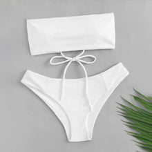 Load image into Gallery viewer, solid color tube backless swimsuit bikini