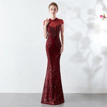 Laden Sie das Bild in den Galerie-Viewer, New spring summer hand-made beads decoration round neck elegant banquet noble dress women evening party dresses