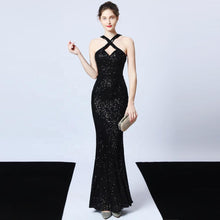 Load image into Gallery viewer, Summer criss-cross open back cut out 8 colors gorgeous ladies clothing formal maxi sequin long evening dresses for women - Jasmine Wei Factory Shop