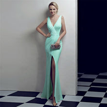 Cargar imagen en el visor de la galería, sexy V neck long mermaid sequin evening dress