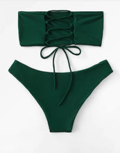 Load image into Gallery viewer, solid color tube backless swimsuit bikini