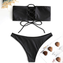 Load image into Gallery viewer, lady strapless 6 colors solid bikini swimsuit