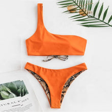 Carica l'immagine nel visualizzatore di Gallery, Moda Ultime Signore Stampa Serpente Reverable Sexy Bikini Donna Costumi da Bagno 2 Pezzi Costume da Bagno Bikini