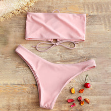 Load image into Gallery viewer, lady strapless 6 colors solid bikini swimsuit