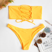 Load image into Gallery viewer, lady strapless 6 colors solid bikini swimsuit