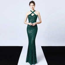 Load image into Gallery viewer, Summer criss-cross open back cut out 8 colors gorgeous ladies clothing formal maxi sequin long evening dresses for women - Jasmine Wei Factory Shop