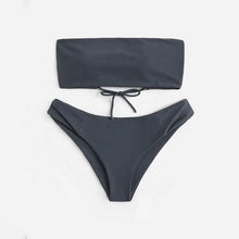 Load image into Gallery viewer, solid color tube backless swimsuit bikini