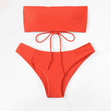 Load image into Gallery viewer, solid color tube backless swimsuit bikini
