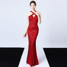 Load image into Gallery viewer, Summer criss-cross open back cut out 8 colors gorgeous ladies clothing formal maxi sequin long evening dresses for women - Jasmine Wei Factory Shop