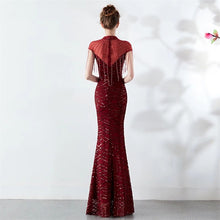 Laden Sie das Bild in den Galerie-Viewer, New spring summer hand-made beads decoration round neck elegant banquet noble dress women evening party dresses