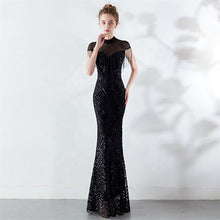 Laden Sie das Bild in den Galerie-Viewer, New spring summer hand-made beads decoration round neck elegant banquet noble dress women evening party dresses