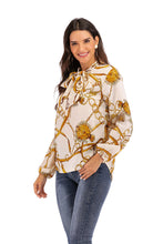 Cargar imagen en el visor de la galería, Women clothing manufacturer small orders wholesale ladies bow neck flare long sleeve african chain print blouse