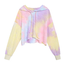 Laden Sie das Bild in den Galerie-Viewer, manufacturer supply OEM womens fashionable 4 colors hot sale tie dye drop shoulder loose baggy crop hoodie