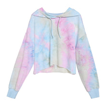 Laden Sie das Bild in den Galerie-Viewer, manufacturer supply OEM womens fashionable 4 colors hot sale tie dye drop shoulder loose baggy crop hoodie