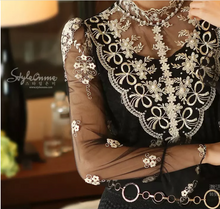 Load image into Gallery viewer, Factory wholesale women lace tulle organza beading embroidered blouse
